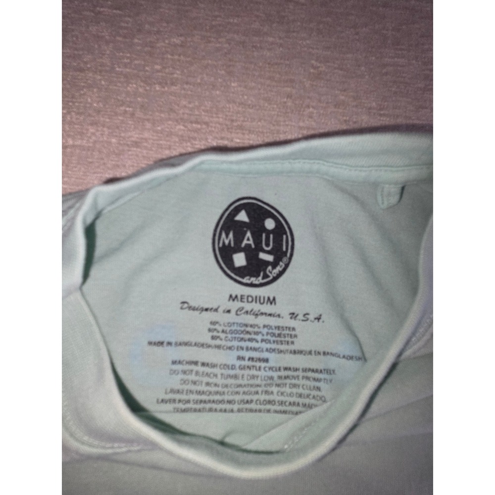 Maui and Sons Shark Graphic T Shirt Medium Mint Green Surf Skate Beach Tee - Picture 3 of 5